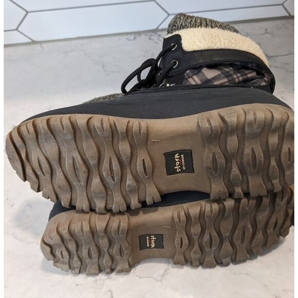 STORM Creek by Cougar Plaid Sherpa Winter Boots Fold Over Lace Up Women's Size 7 - Picture 8 of 11